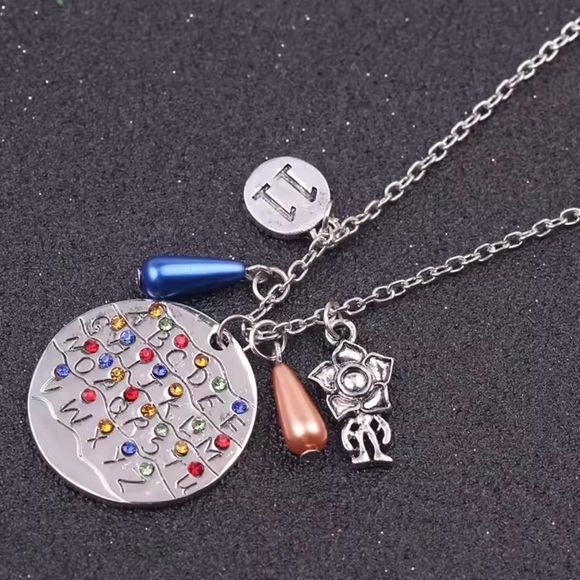 Stranger Things Themed Charm Necklace with Alphabet Wall + 3 Charms & Gift 🎁 - Picture 2 of 10